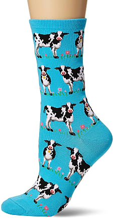 Happy Cows Hot Sox Women's Crew Socks Turquoise New Fun Novelty Bovine Fashion