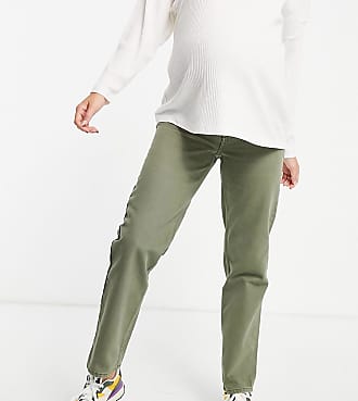 Asos Maternity ASOS DESIGN Maternity low rise straight leg jean in khaki-Green