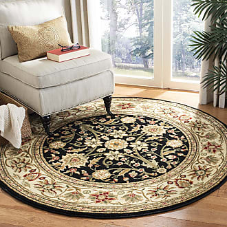 Safavieh Lyndhurst Collection 33 x 33 Round Black/Ivory LNH212A Traditional Oriental Non-Shedding Dining Room Entryway Foyer Living Room Bedroom Area Rug