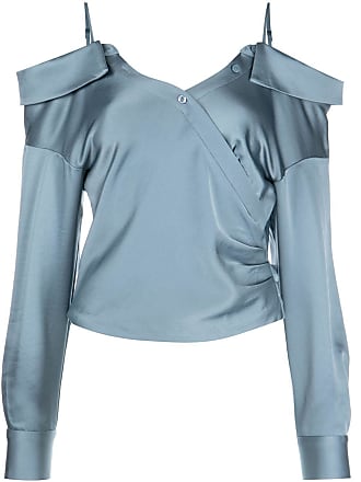 Jonathan Simkhai off-the-shoulder satin top - women - Acetate/Polyethylene - S - Blue