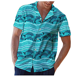 Generic Top da Uomo Primavera Estate Hawaii Flower Stampato Colletto rovesciato Camicie Casual Larghe a Maniche Corte Eleganti Camicie Comode (Blue, XXXL)