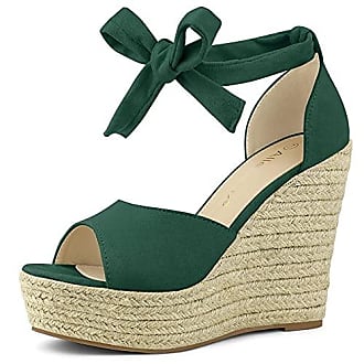 Damen Schuhe Absätze Sandalen mit Keilabsatz Schutz Leder WEDGES LUCI in Grün 