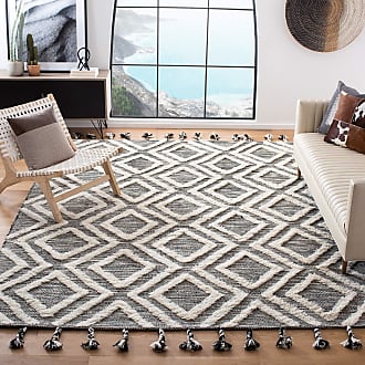 Safavieh Kenya Collection 8 x 10 Black/Ivory KNY331Z Handmade Moroccan Tassel Wool Area Rug