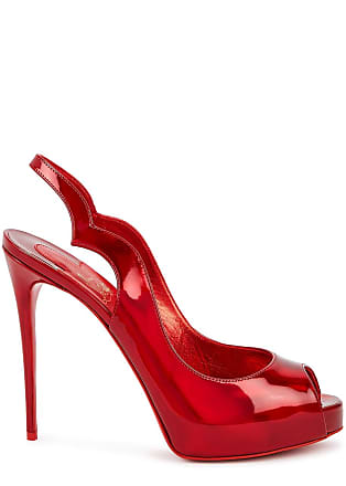 Christian Louboutin Loubi Queen 120 Metallic Patent-leather Sandals - Women - Red Sandals - IT36