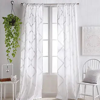 Peri Home Chenille Lattice Sheer Back Tab Single Curtain Panel, 95-inch, White