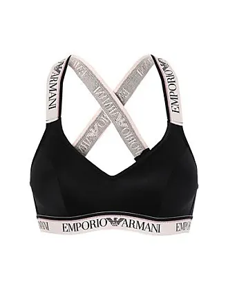 Emporio Armani Women Logoband Lace Padded Triangle Bra Black