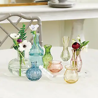 MyGift Set of 6 Decorative Diamond Faceted 6 Inch Clear Glass Flower Vases