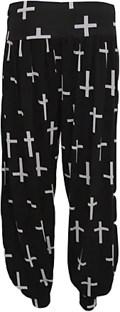 WearAll Women's Plus Size Printed Harem Pants - Black Cross - US 8