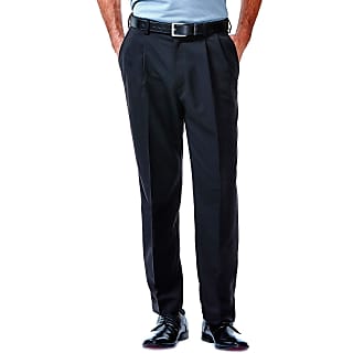 Haggar Mens Cool 18 Hidden Expandable Waist Pleat Front Pant-Regular and Big & Tall Sizes, Black, 40W x 32L