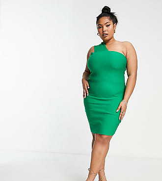 Vesper one shoulder mini body-conscious dress in green