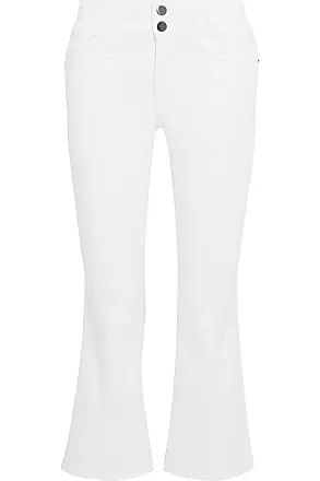 SALLY LAPOINTE Belted White Stretch Crepe Pants sz 8 pleats ankle
