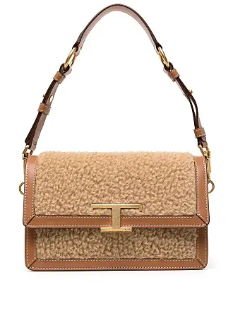Tod's - T Timeless Shopping Bag in Leather and Fabric Mini, GREEN,ORANGE,BEIGE, - Bags