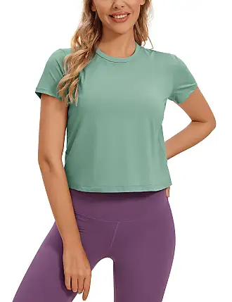 CRZ YOGA Seamless Workout Shirts for Women Short Sleeve Sports