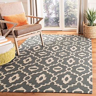 Safavieh Dhurries Collection 8 x 10 Charcoal / Ivory DHU205C Handmade Flatweave Premium Wool Area Rug