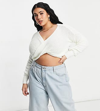 Fashionkilla knitted knot front jumper in cream-White