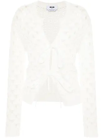 MSGM belted-waist cotton cardi-coat - White