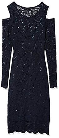 Tiana B. Tiana B Womens Bell Sleeve Sequin Lace Dress, Navy, 10