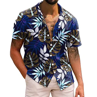 NQyIOS Mens Hawaiian Shirts Casual Short Sleeve Button Down Beach