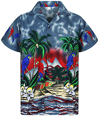V.H.O. Funky Hawaiian Shirt, Parrot, Grigio, XS
