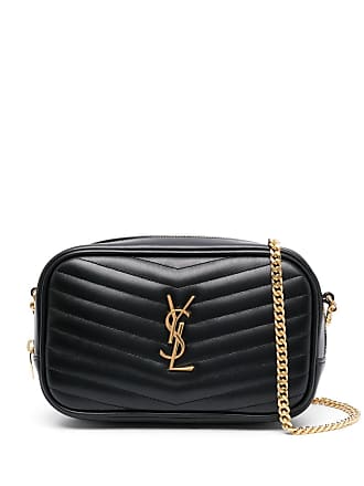 Yves Saint Laurent Lou Chevron Leather Camera Crossbody Bag Black