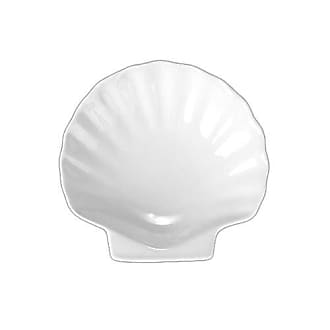 Weiße Keramik Seifenschale Muschelform 17 x 16 cm Schmuckablage Dessertschale 