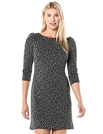 Calvin Klein Womens Three Quarter Puff Sleeve Sheath Dress, Black/Charcoal, 6