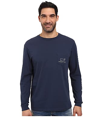 Vineyard Vines Long Sleeve Vintage Whale Pocket Tee (lobster Reef) Men's T  Shirt in Black for Men