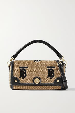 Burberry Raffia Embroidered Monogram Pouch - Neutrals