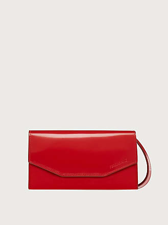 JUDITH LEIBER RED MADISON SATIN BOW CLUTCH BAG