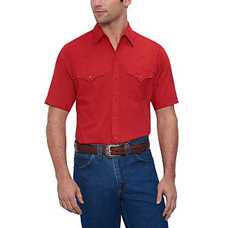 Solid Bright Red Men's Short Sleeve Button up Shirts - Tailored Slim