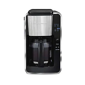 Hamilton Beach One Press Programmable Dispensing Drip Coffee Maker with 12  Cup Internal Brew Pot, Water Reservoir, Black with Chrome (48464)