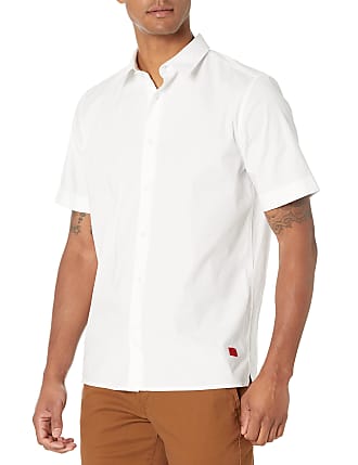 NWT $125 Hugo Boss White Anchors SS Shirt Mens L Ronn 50382267 Slim Fit 