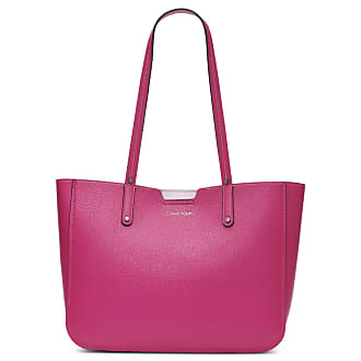 Calvin Klein Saffiano Leather Shoulder Zip Bag in Pink