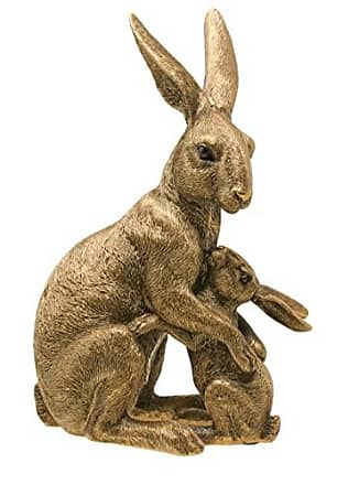 Kunstharz, Lesser & Pavey Relfections Bronzefarbene Hasen küssend H12 cm