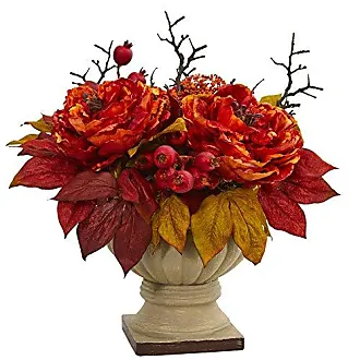 8pcs Orange Red Lavender Autumn Artificial Flowers, Uv Resistant