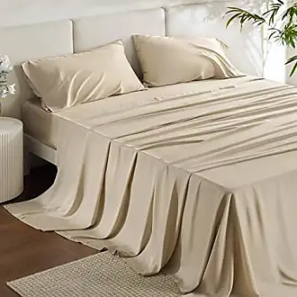 Bedsure Queen Sheet Set - Soft Sheets for Queen Size Bed, 4 Pieces Hotel Luxury Beige Sheets Queen, Easy Care Polyester Microfiber Cooling Bed Sheet