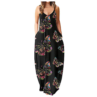 Dylanlla Dresses for Women Casual,Womens V Neck Sleeveless Long Maxi Dress with Pockets Peacock Plus Size Boho Beach Dresses 