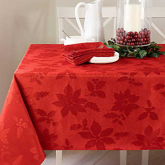 PEARLY WHITE FABRIC POINSETIA TABLECLOTH~Christmas/Winter~ALL SIZES~NEW 