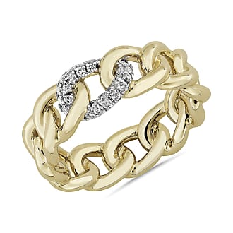 Blue Nile Diamond Accent Link Fashion Ring in 14k Yellow Gold (1/5 ct. tw.)