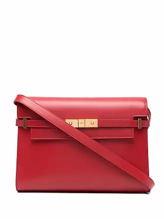 Saint Laurent Monogram King Palm Red Suede Tote Handbag 579609