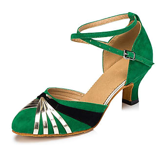 MGM-Joymod Womens Comfort Peep Toe Suede Knot Ankle Strap Salsa Social Ballroom Latin Modern Dance Shoes Wedding Party Sandals 