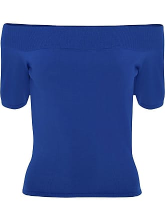 Alexander McQueen off-shoulder shirt - women - Viscose/Polyester - M - Blue