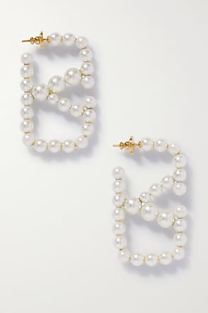 Valentino Vlogo Mini Imitation Pearl Stud Earrings Gold/ Pearl