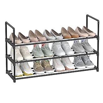 SONGMICS 3 Tier Shoe Rack Shoe Organizer Metal Shoe Storage Shelf for 15  Pairs of Shoes Easy to Assemble Entryway Black