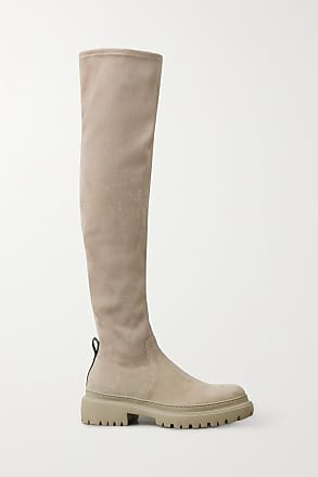 Brunello Cucinelli Wildleder Overknee-Stiefel aus Veloursleder in Braun Damen Schuhe Stiefel Overknee Stiefel 