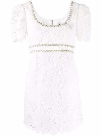 Self Portrait pearl-embellished guipure lace mini dress - women - Polyamide/PolyesterPolyester - 10 - White