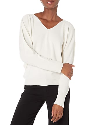 Theory Womens Seamless V-Neck Cashmere Sweater, Ivory, Small