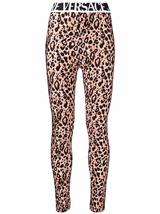 Versace Jeans Couture leopard-print logo leggings - women - Polyamide/Spandex/Elastane - 38 - Brown