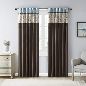 Madison Park Serene Embroidered Light Filtering Treatment Curtain Rod Pocket/Back Tab Single Window Panel Drape for Bedroom Livingroom and Dorm, 50x84, Blue