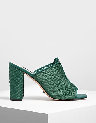 Charles & Keith Mesh Block Heeled Slide Sandals